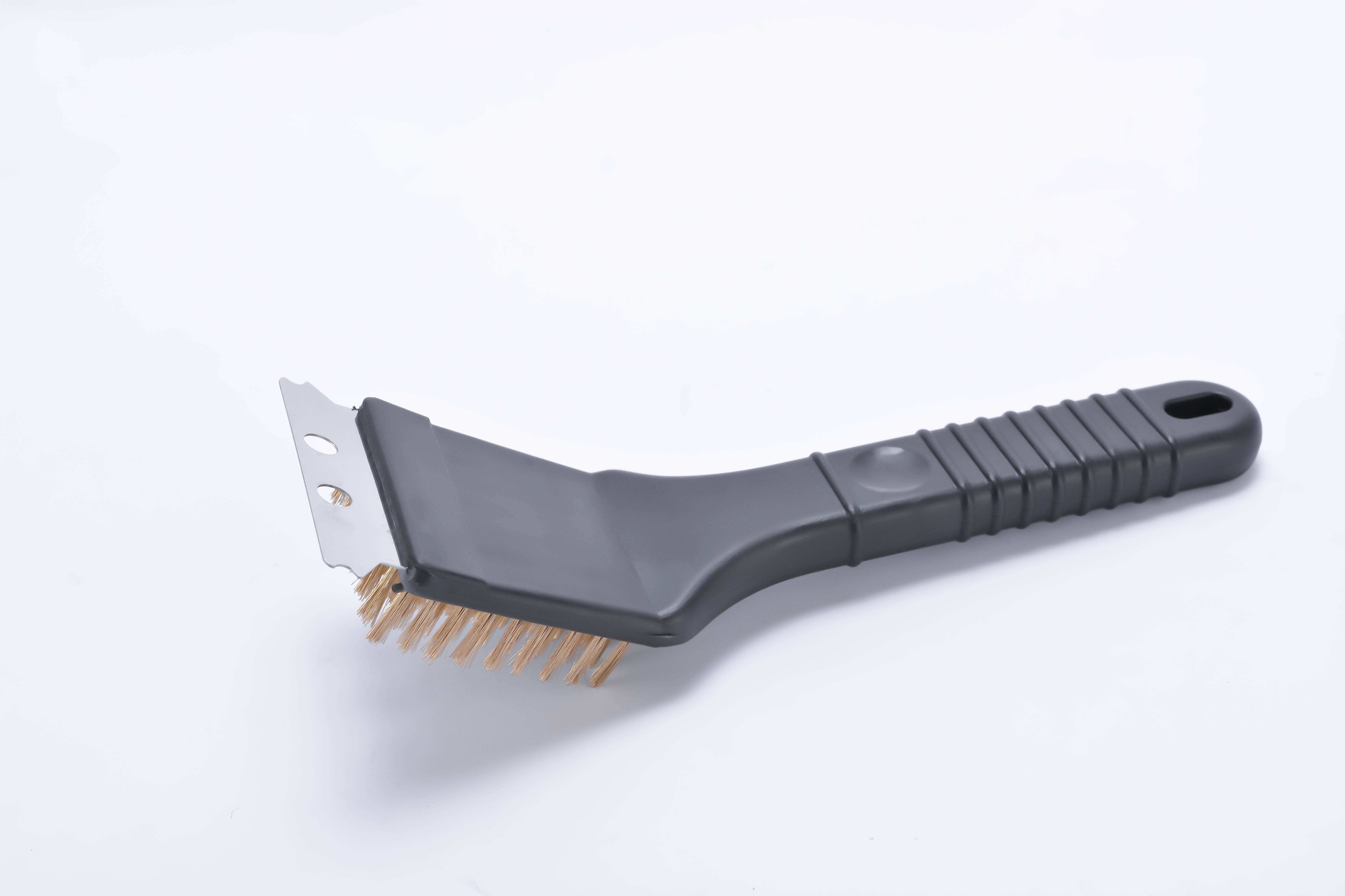 2 IN 1 BBQ GRILL BRUSH 21cm (brass hair and scraper.)